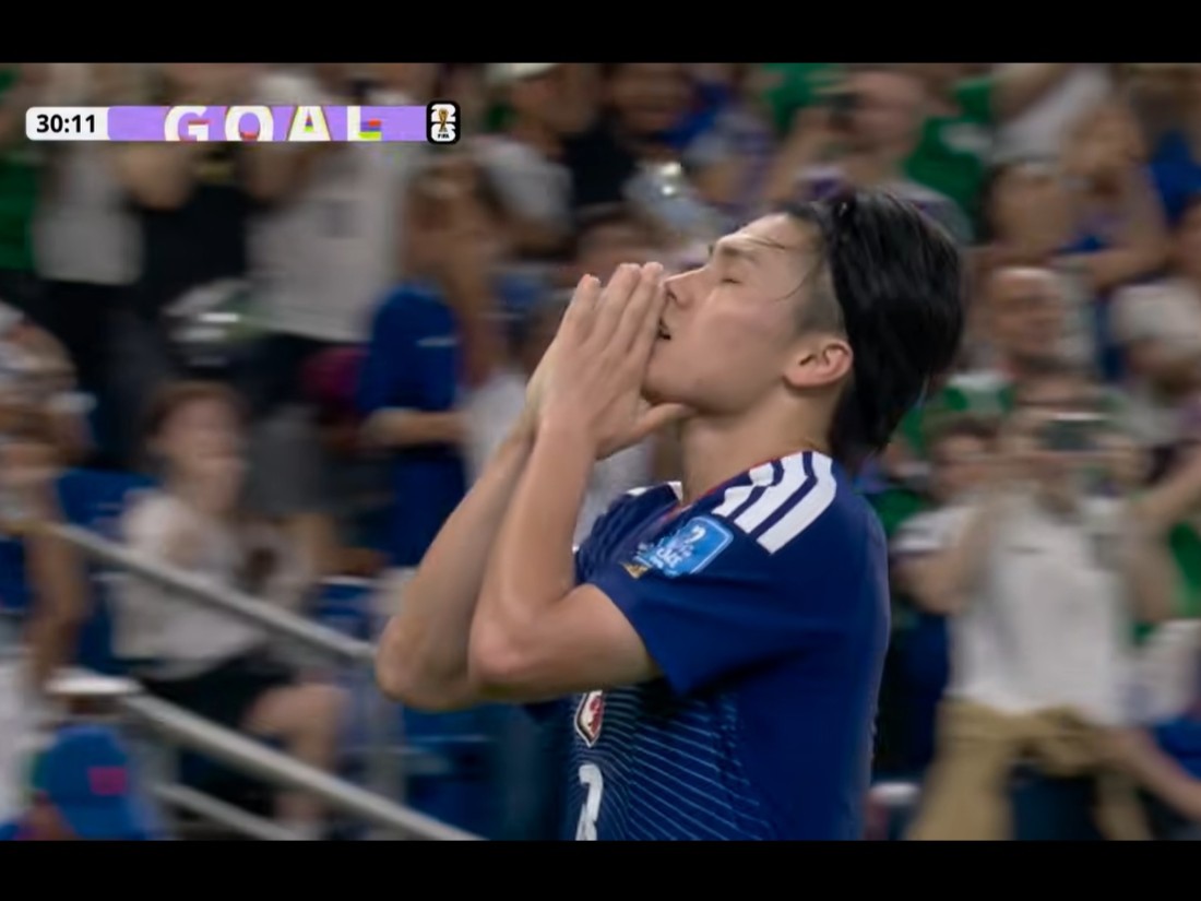 日本対チュニジア　２点目　上田のゴール後