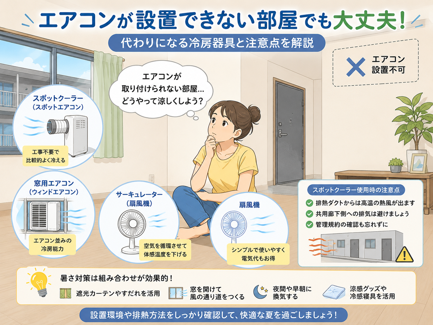 エアコンが設置できない部屋での対処方法と注意点